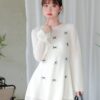 A-line Dress with Long Sleeves and Bow Detail