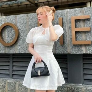 Short Button-Down Jacket A-type Dress